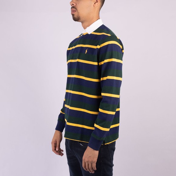 Polo Ralph Lauren Mens Green Classic Striped Iconic Rugby Shirt #3