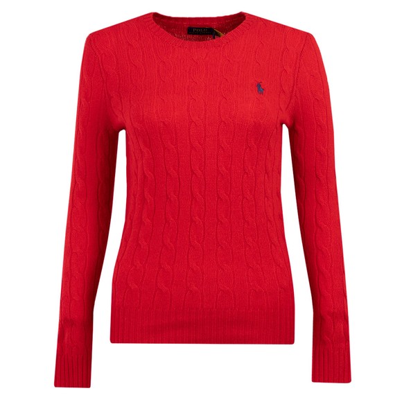 Polo Ralph Lauren Womens Red Julianna Cable Knit Jumper #1