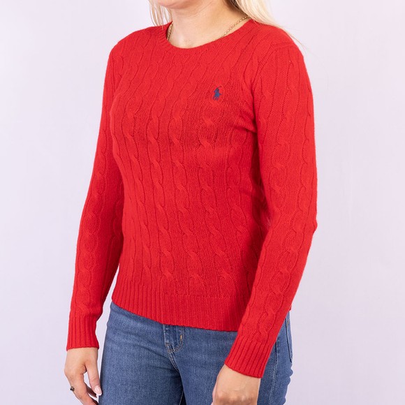 Polo Ralph Lauren Womens Red Julianna Cable Knit Jumper #2
