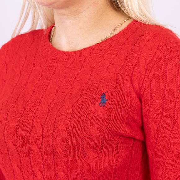 Polo Ralph Lauren Womens Red Julianna Cable Knit Jumper #3