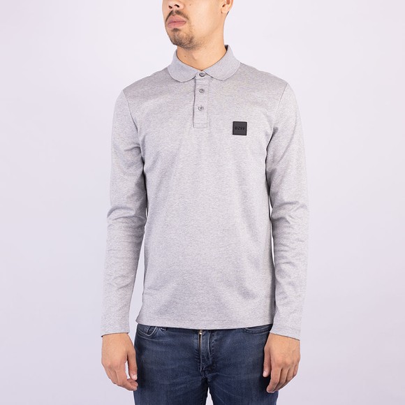 BOSS Mens Grey Formal Pado 08 Long Sleeve Polo Shirt #2