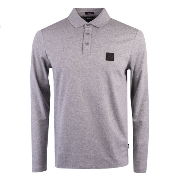 BOSS Mens Grey Formal Pado 08 Long Sleeve Polo Shirt #1