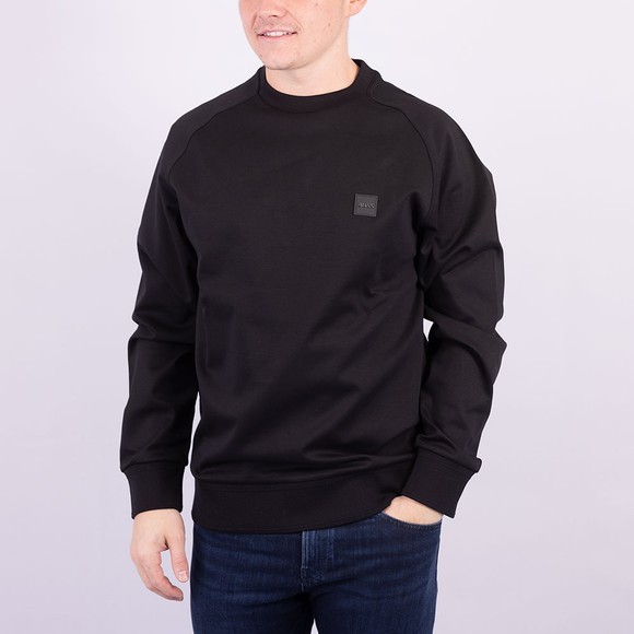 BOSS Mens Black Formal Stadler 82 Metal Badge Sweatshirt #2