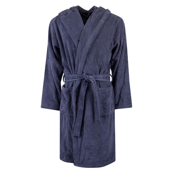 Emporio Armani Mens Blue Embroidered Logo Bathrobe main image