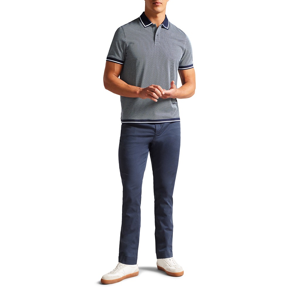 Ted Baker All Over Geo Printed Mens Navy Polo Shirt main image 1