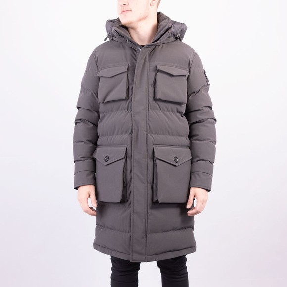 Sandbanks Mens Grey Branksome Long Puffer #2