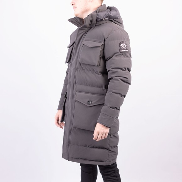 Sandbanks Mens Grey Branksome Long Puffer #3