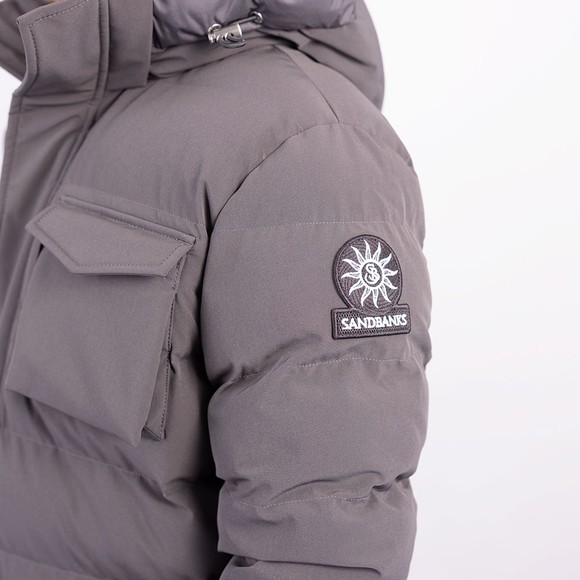 Sandbanks Mens Grey Branksome Long Puffer #5