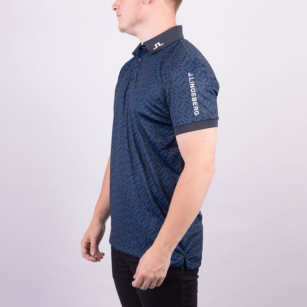 J.Lindeberg Tour Tech Reg Fit Print Polo Shirt Oxygen Clothing