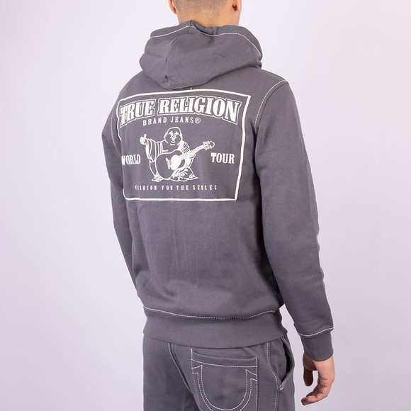 True Religion Mens Grey Big T Zip Up Hoodie main image