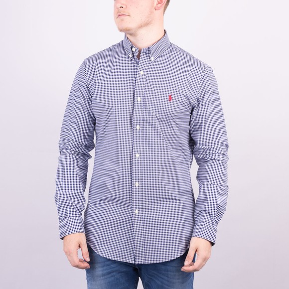 Polo Ralph Lauren Mens Blue Slim Fit Gingham Check Shirt #2