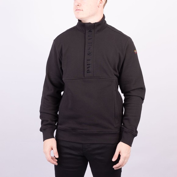 Paul & Shark Mens Black Placket Logo Half Zip Sweatshirt #2