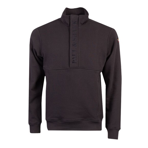 Paul & Shark Mens Black Placket Logo Half Zip Sweatshirt #1