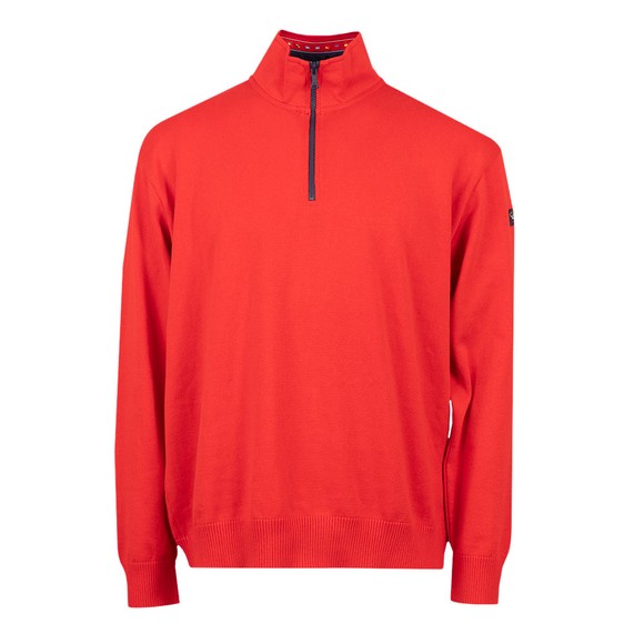 Paul & Shark Mens Red Cotton Half Zip Jumper #1