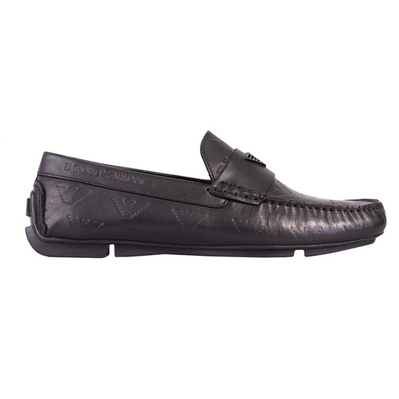 Emporio Armani Mens Black X4B124 Leather Driving Shoe main image