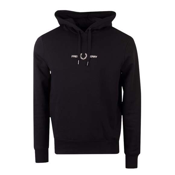 Fred Perry Mens Black Embroidered Hooded Sweatshirt main image