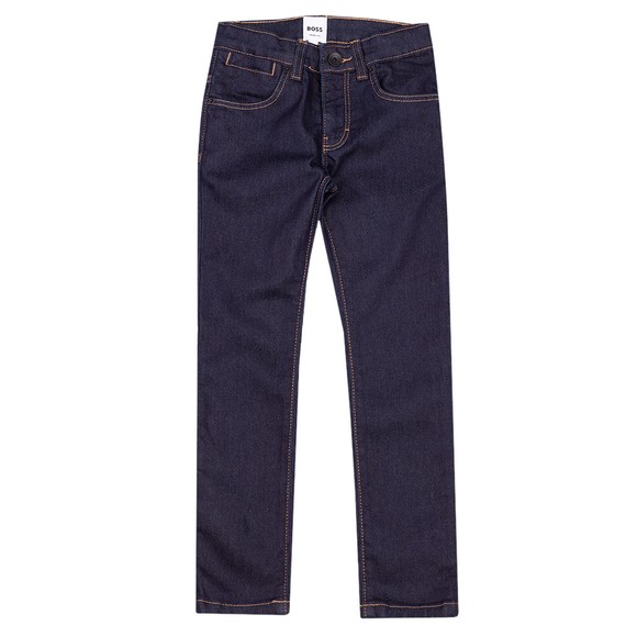BOSS Boys Blue Embossed Logo Jean main image