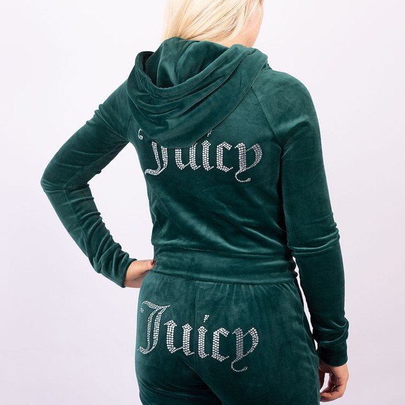 Juicy Couture Womens Green Madison Velour Zip Hoody #3