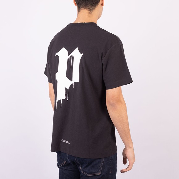 Purple Brand Mens Black Textured Jersey Gothic Wordmark T Shirt #4