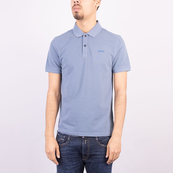 BOSS Mens Blue Casual Prime Washed Look Polo Shirt #2