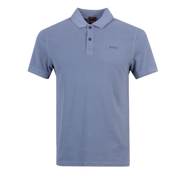 BOSS Mens Blue Casual Prime Washed Look Polo Shirt #1