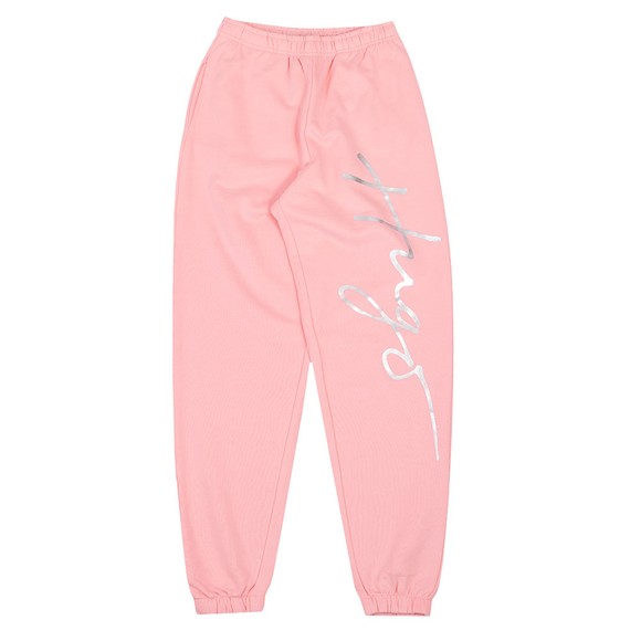 HUGO Womens Pink Script Relaxed Jogger