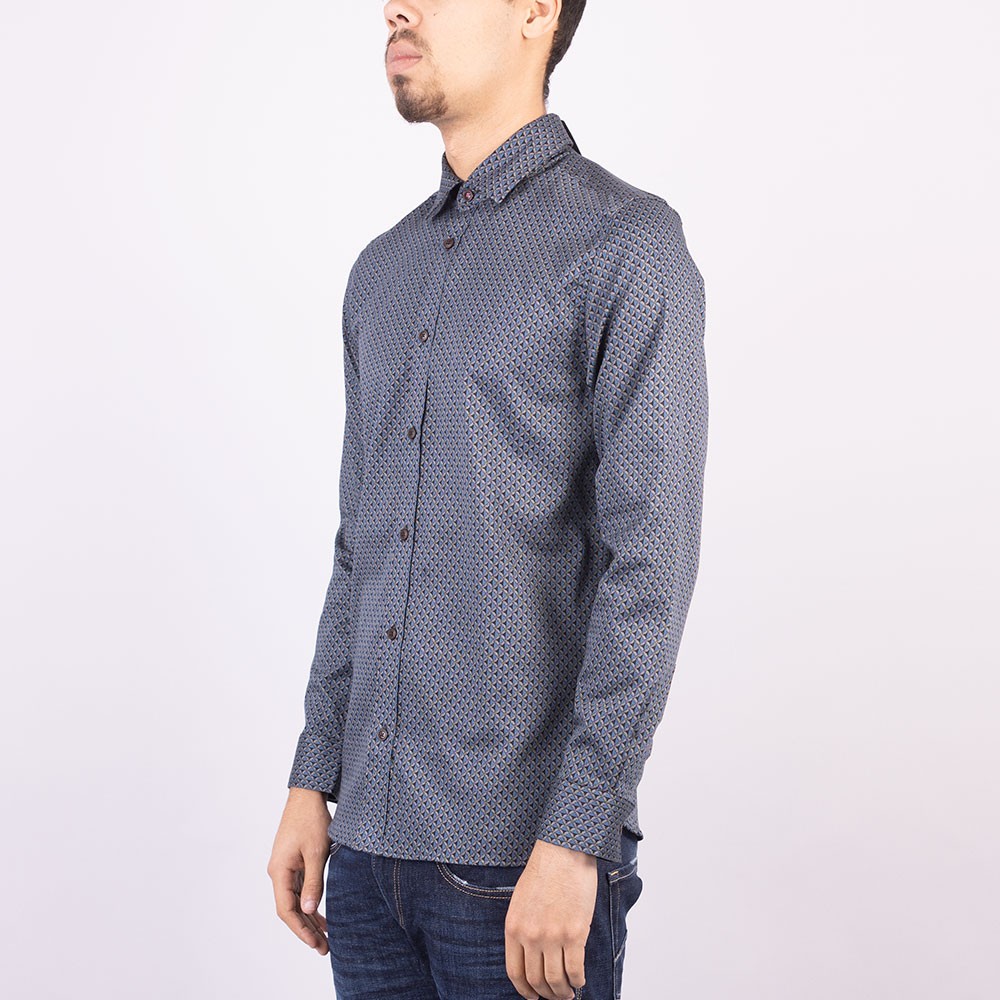 ormsby long sleeve geometric print shirt