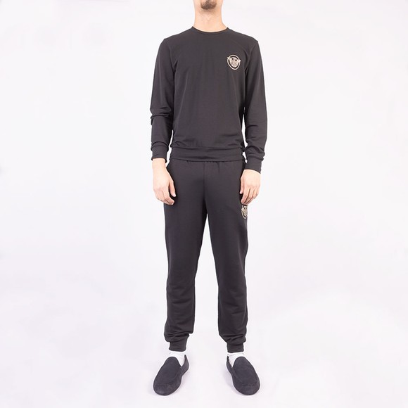 Emporio Armani Mens Black Gold Circle Logo Lounge Tracksuit main image
