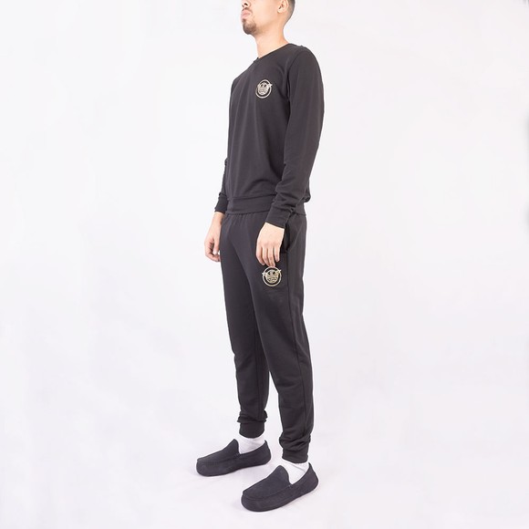 Emporio Armani Mens Black Gold Circle Logo Lounge Tracksuit main image