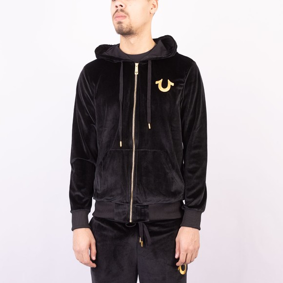 True Religion Mens Black Velour Zip Up Hoody #3