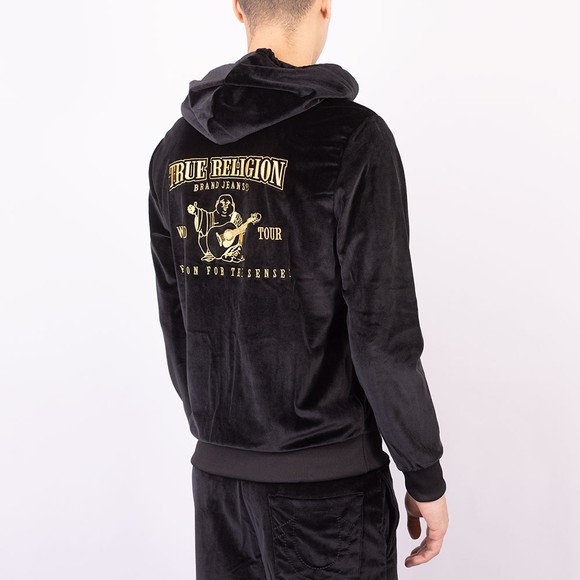 True Religion Mens Black Velour Zip Up Hoody #2