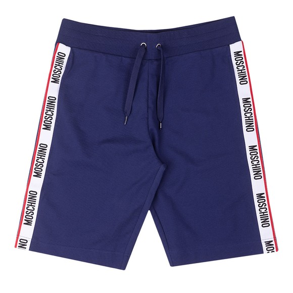 Moschino Mens Blue Rubber Logo Tape Sweat Shorts #1
