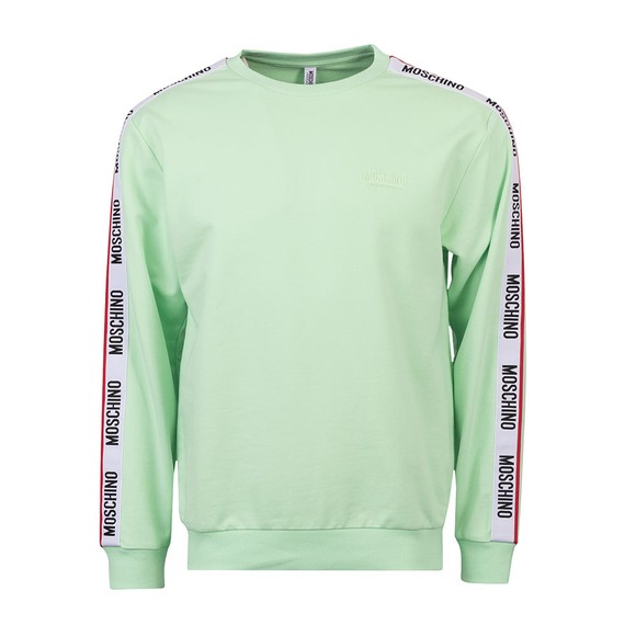 Moschino Mens Green Chest Logo Tape Sleeve Sweatshirt #1