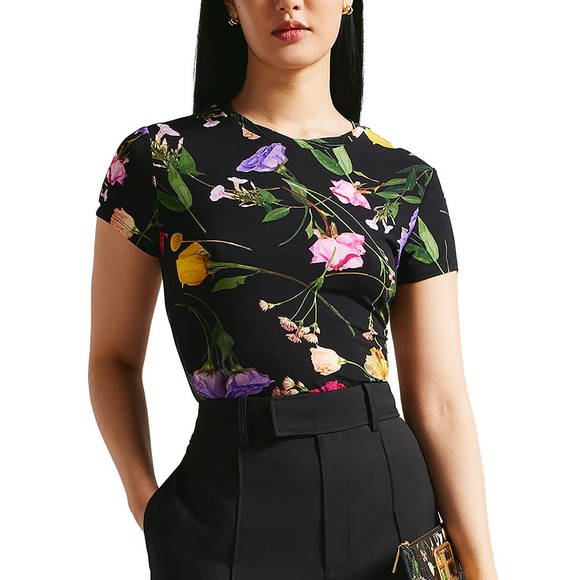 Ted Baker Womens Black Vikina Printed Fitted Tee #2