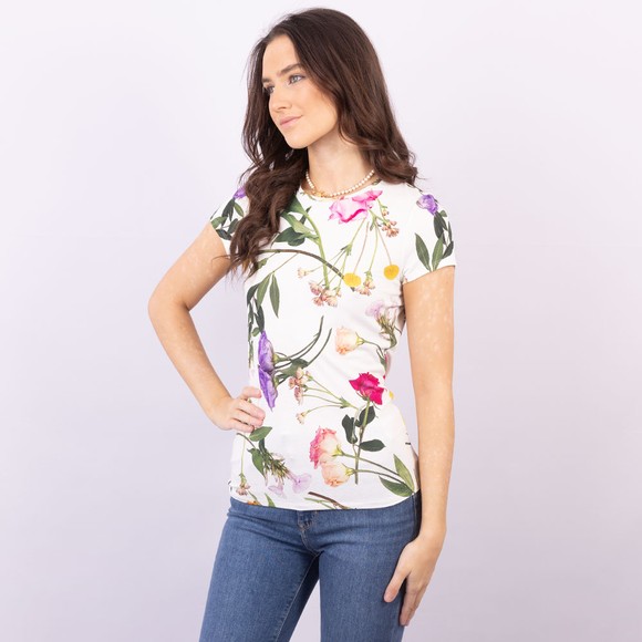 Ted Baker Womens White Vikina Printed Fitted Tee main image