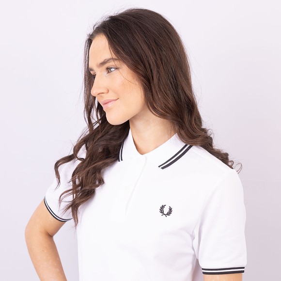 Fred Perry Womens White Twin Tipped Polo Shirt  main image