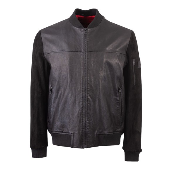 HUGO Mens Black Lenn Leather Jacket