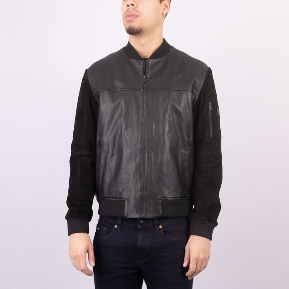 HUGO Mens Black Lenn Leather Jacket main image