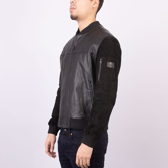 HUGO Mens Black Lenn Leather Jacket main image