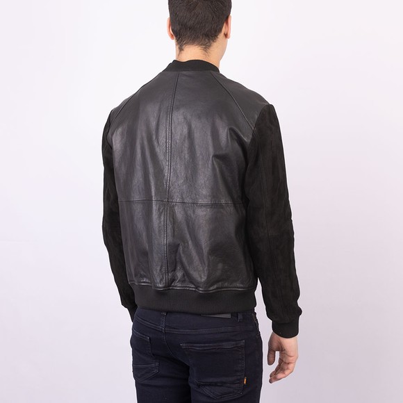 HUGO Mens Black Lenn Leather Jacket main image