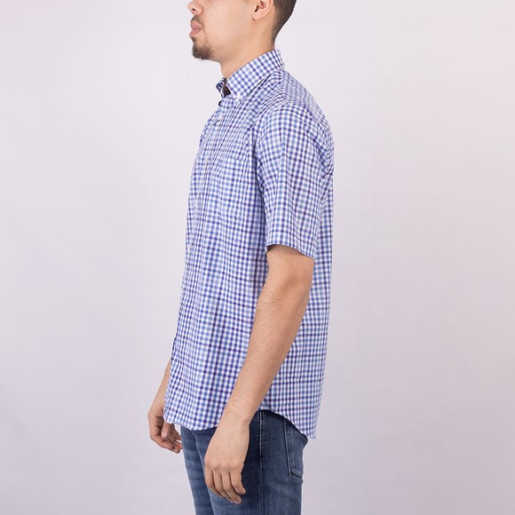 Paul & Shark Mens Blue Gingham Short Sleeve Shirt main image