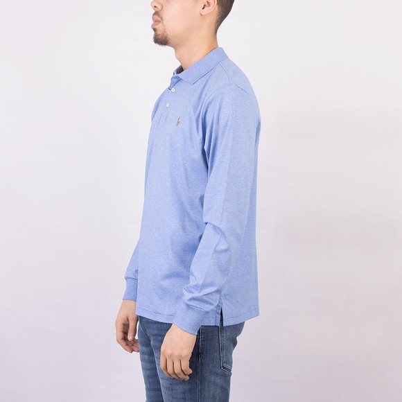 Polo Ralph Lauren Mens Blue Custom Slim Fit Pima Long Sleeve Polo Shirt #3