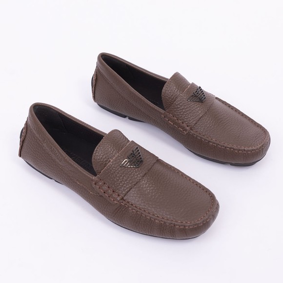 Emporio Armani Mens Brown X4B124 Leather Driving Shoe main image