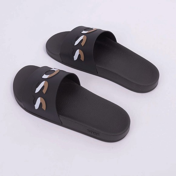 BOSS Mens Black Bay Logo Slides #3