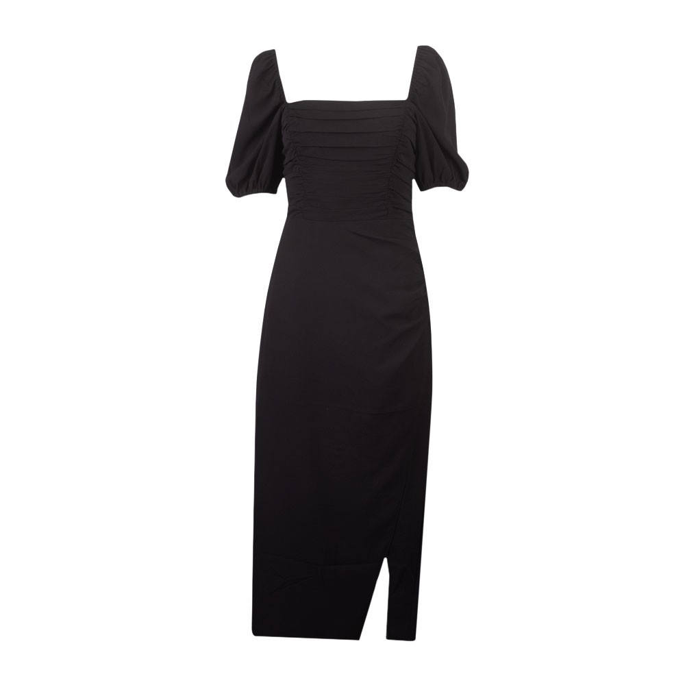 knee length dresses for ladies Lovinia Ruched Off Shoulder Midi Dress