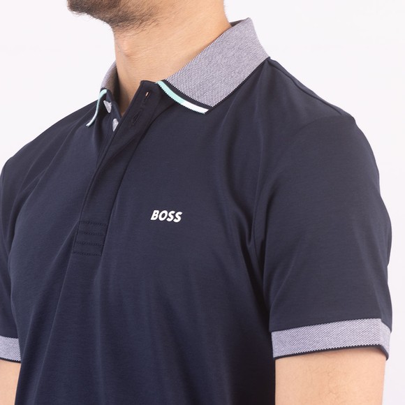 BOSS Mens Blue Athleisure Paddy 1 Tipped Polo #4