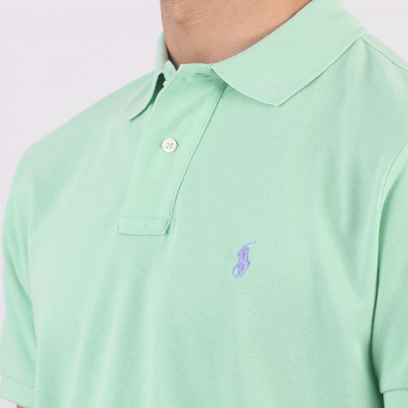 Polo Ralph Lauren Mens Green Custom Slim Fit Short Sleeve Polo Shirt #4