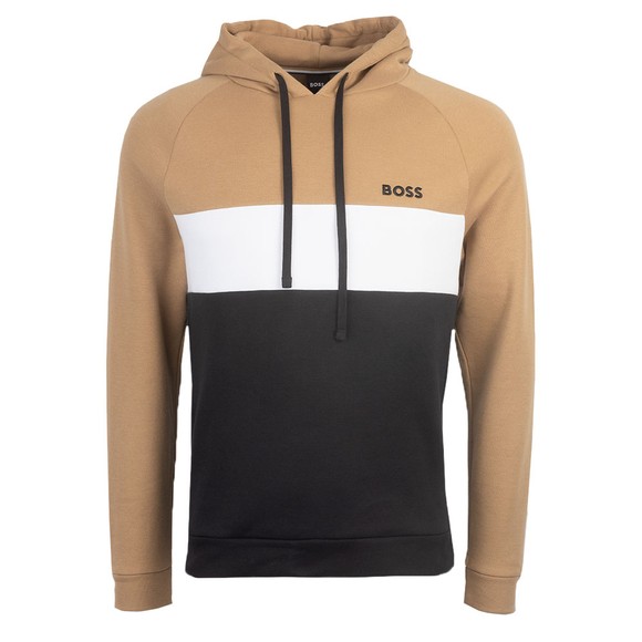 BOSS Bodywear Mens Beige 50480672 Colour Block Hoody #1