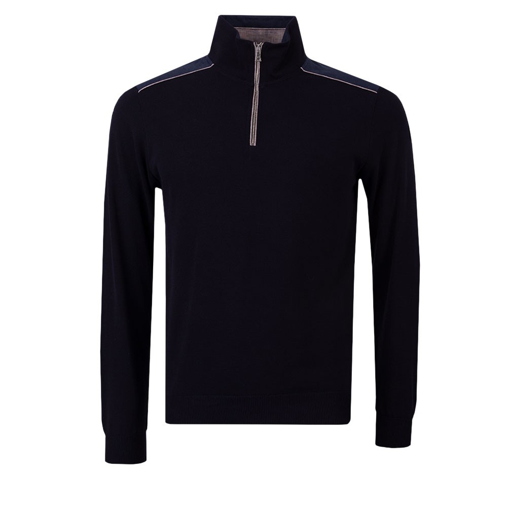 Shoulder Detail Cotton Half Zip Jumper