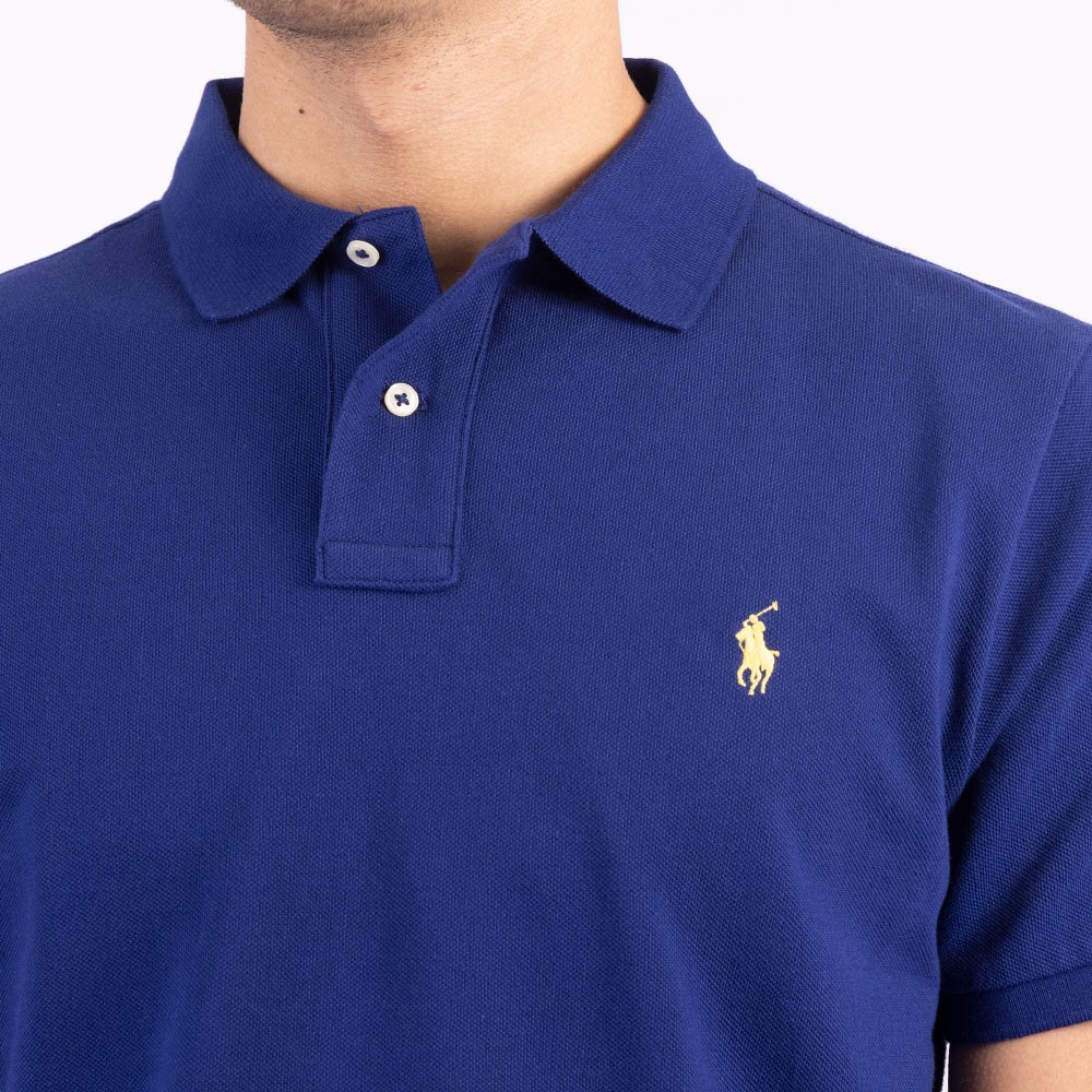 Ralph Lauren CUSTOM FIT short sleeve polo shirt, men's size L cotton black type Vintage Second Hand